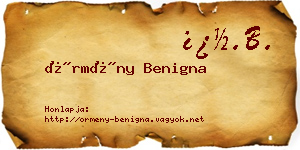 Örmény Benigna névjegykártya